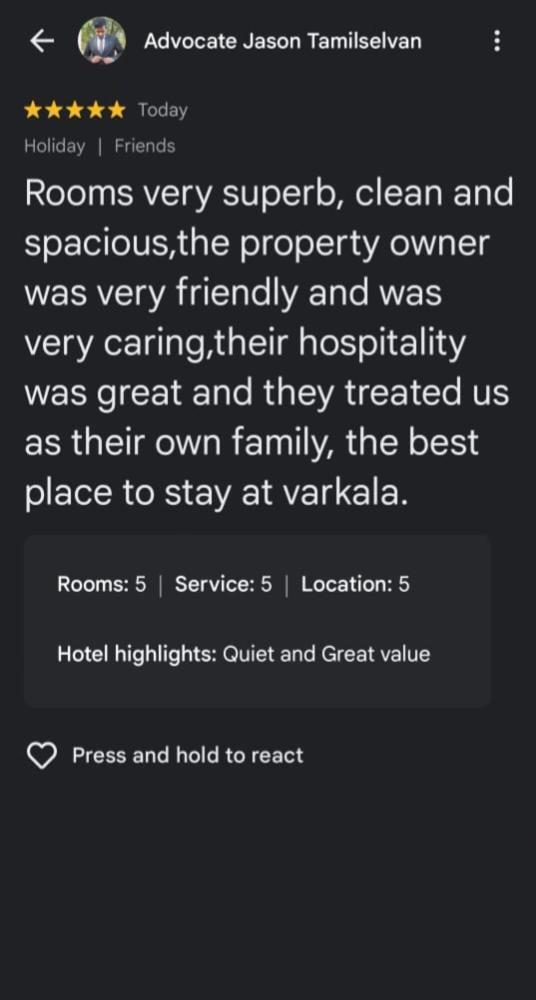 Apartmán Cliff Heaven Varkala Exteriér fotografie